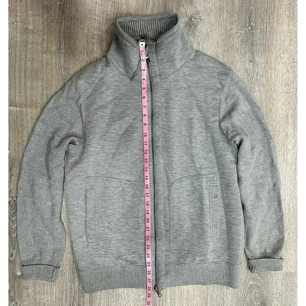 Banana Republic Sweater Mens Large Gray Cardigan Collared Heavy Full Zip Sweater